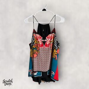 Express Barcelona Floral Top Large 20x29 Womens Sleeveless Colorful Blouse